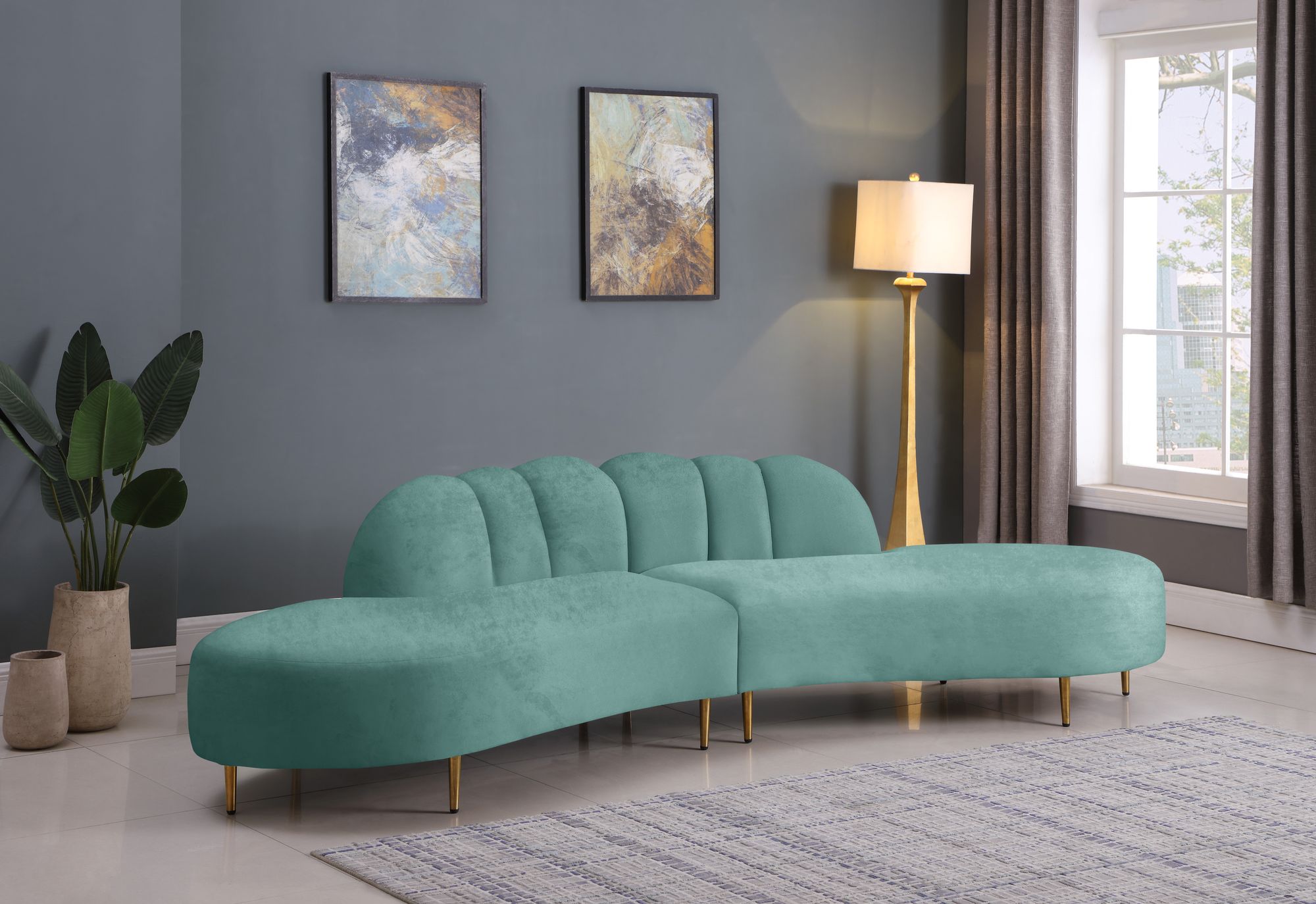 Divine 2-Piece Velvet Sectional