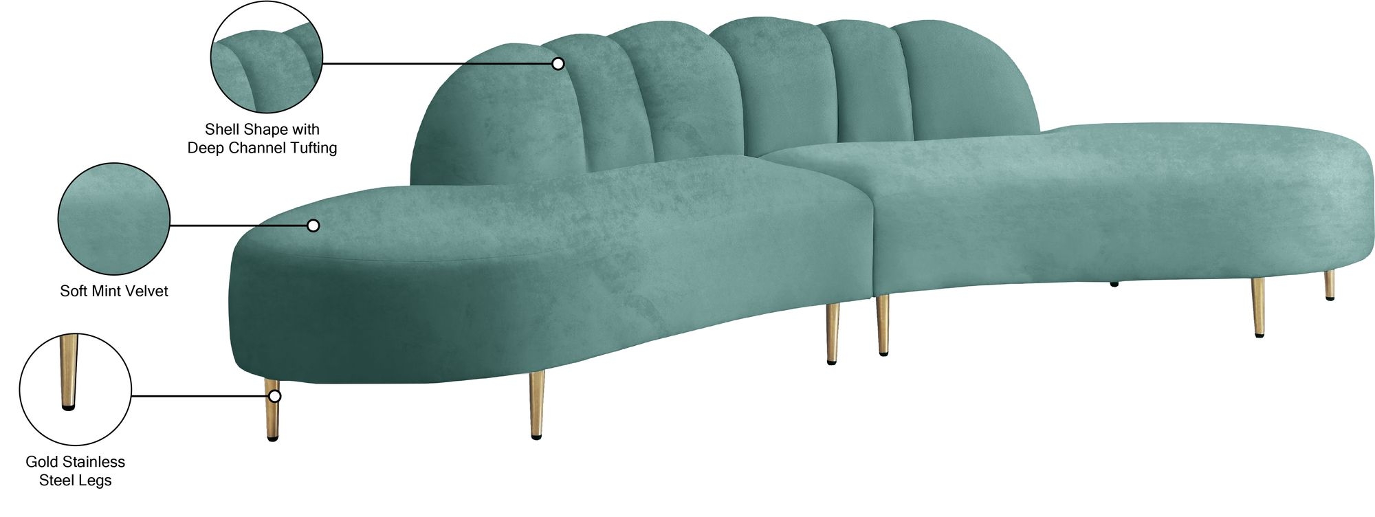 Divine 2-Piece Velvet Sectional
