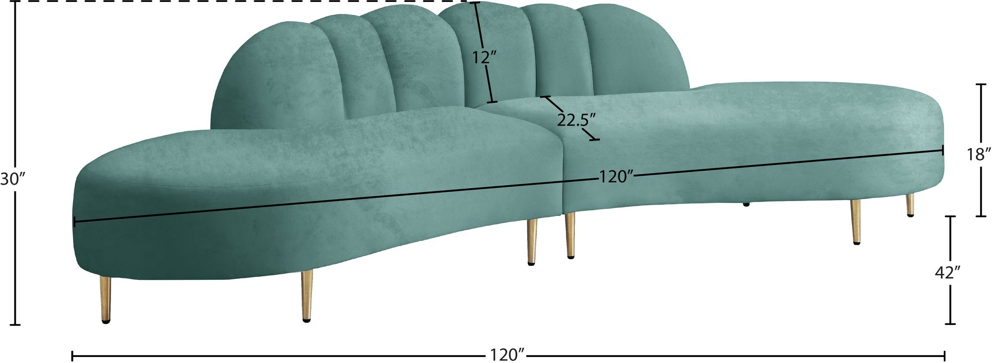 Divine 2-Piece Velvet Sectional
