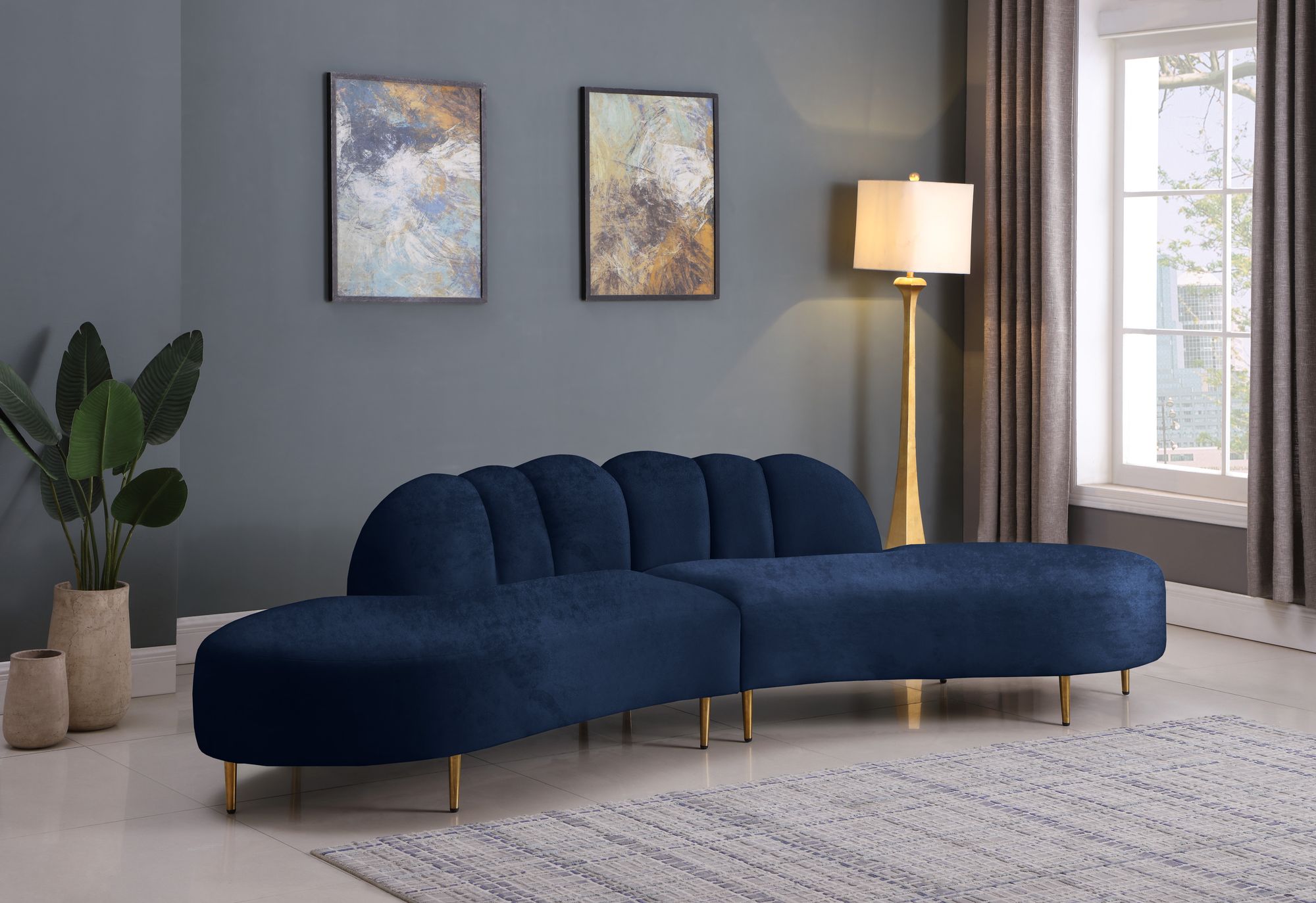 Divine 2-Piece Velvet Sectional