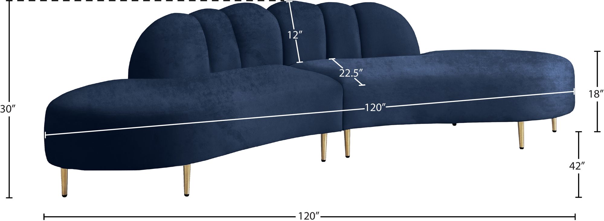 Divine 2-Piece Velvet Sectional