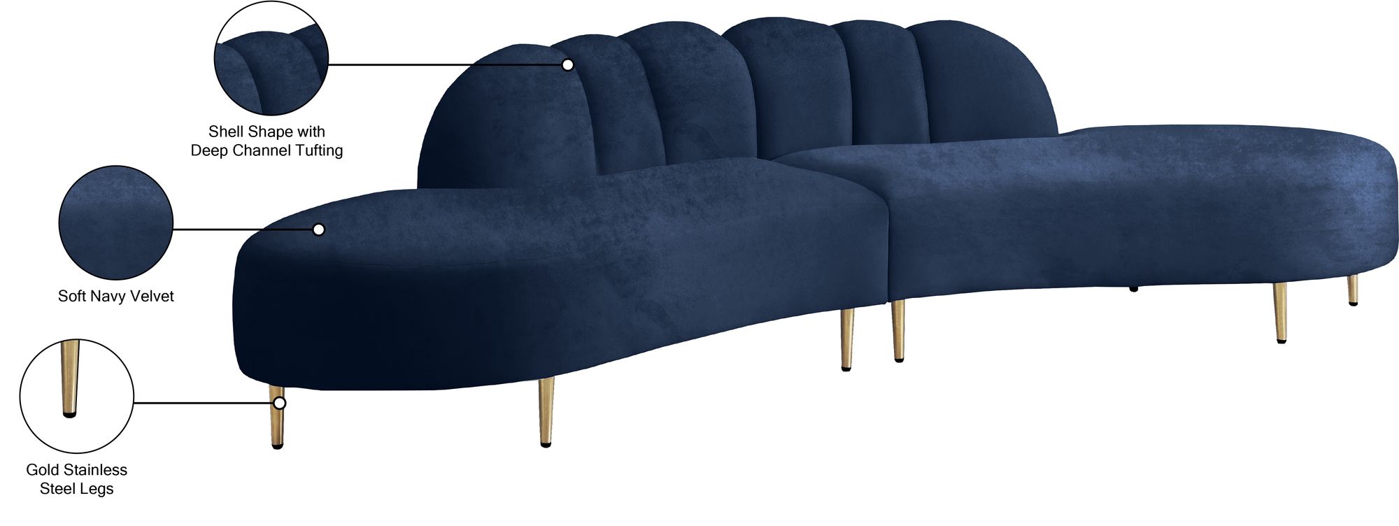 Divine 2-Piece Velvet Sectional