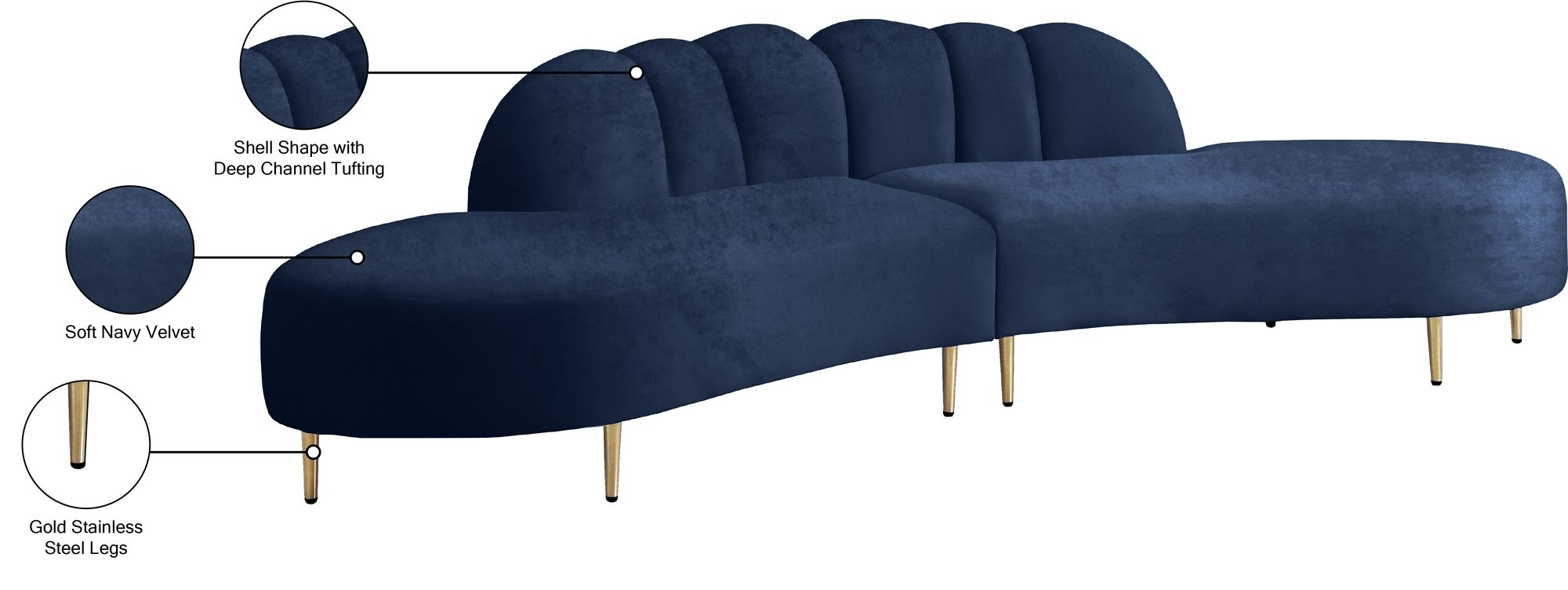 Divine 2-Piece Velvet Sectional