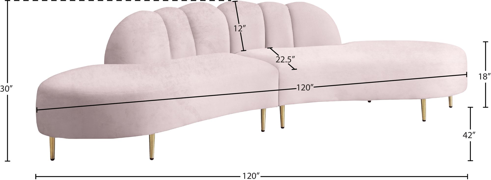 Divine 2-Piece Velvet Sectional