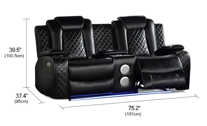 SM Vail Double Power Recliner Loveseat w/Console, Speaker & LED Lighting