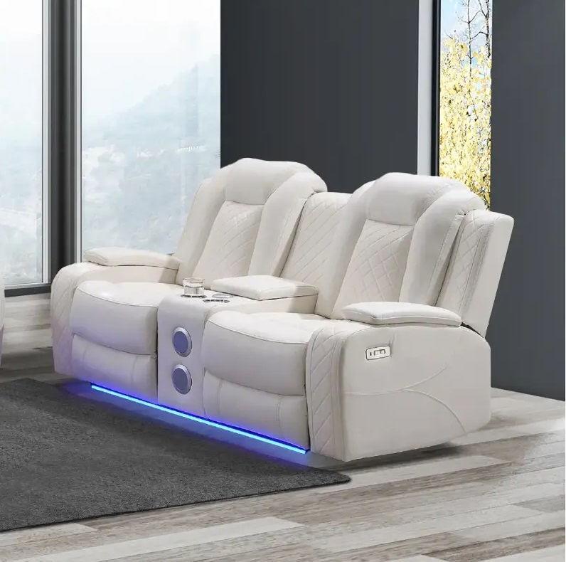 SM Vail Double Power Recliner Loveseat w/Console, Speaker & LED Lighting