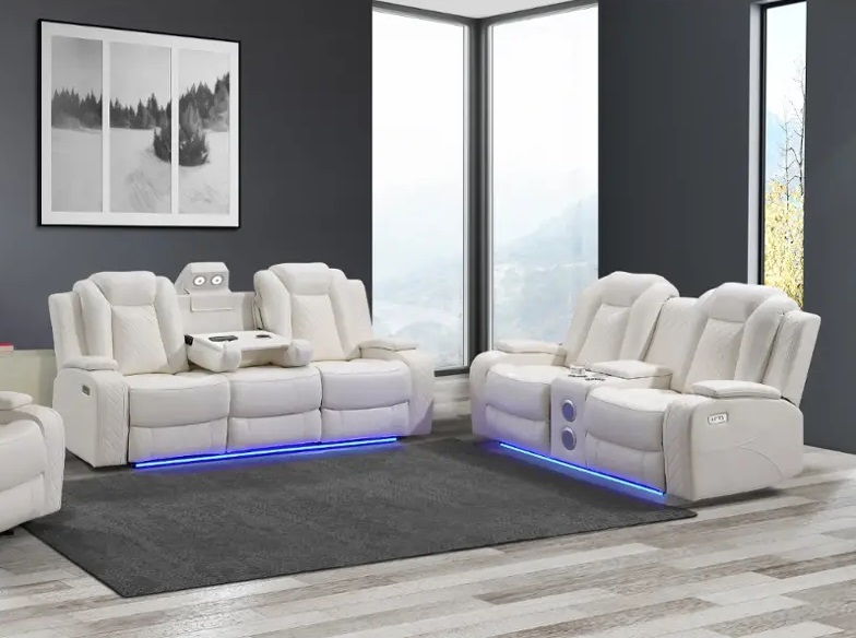 SM Vail Power Reclining Living Room Set w/LED Lighting