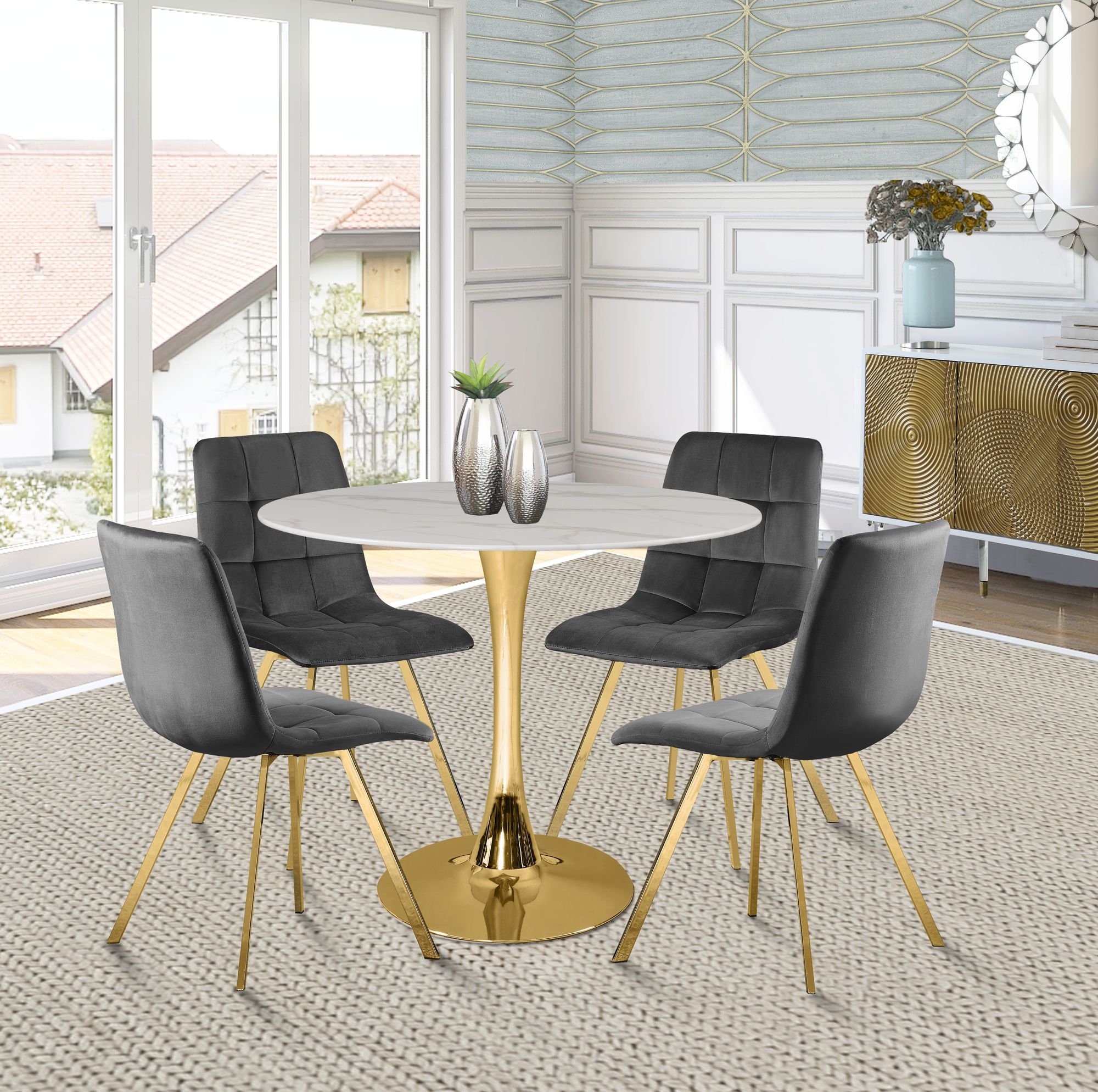 Tulip 36" Round Glass Dining Table