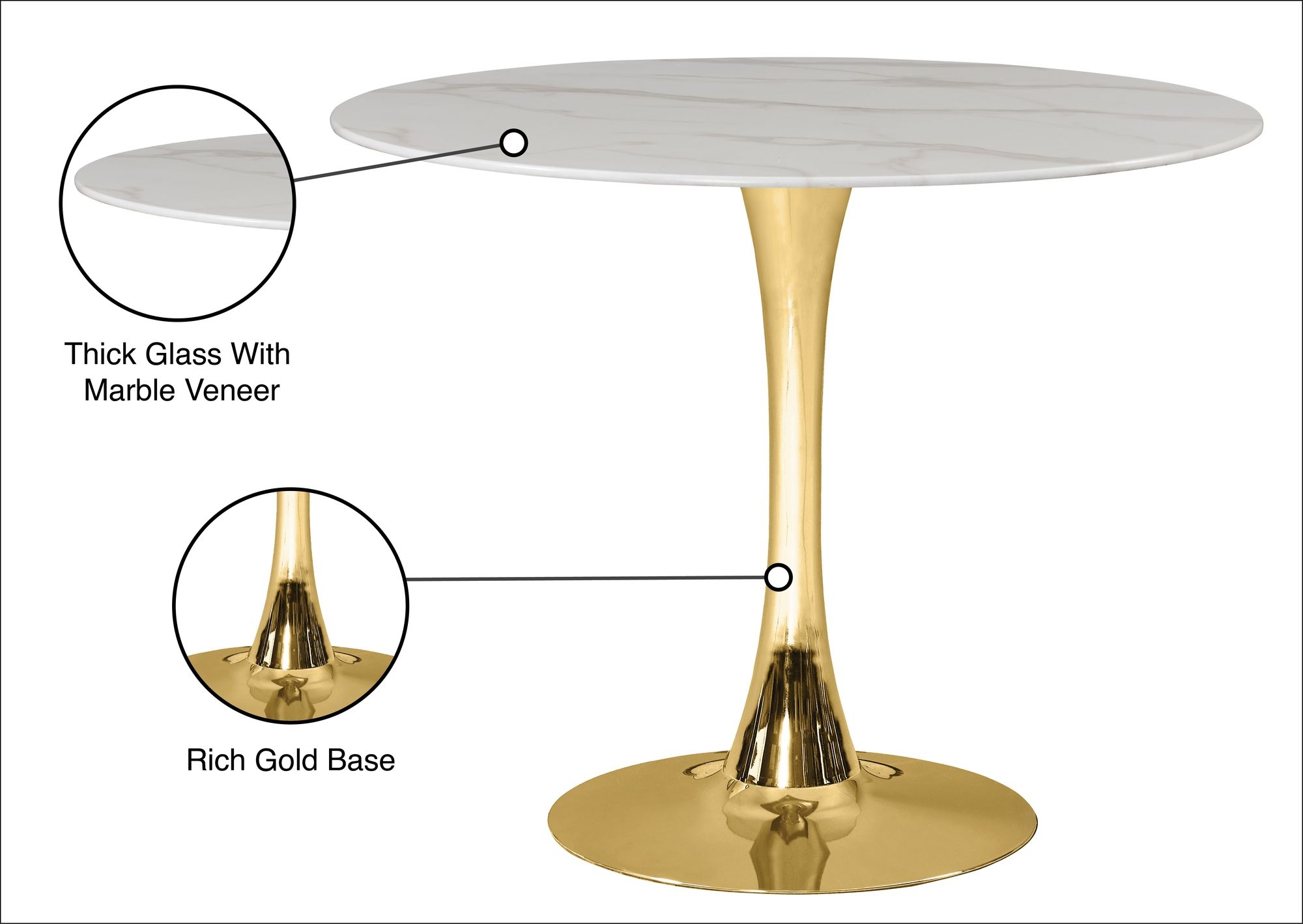 Tulip 36" Round Glass Dining Table