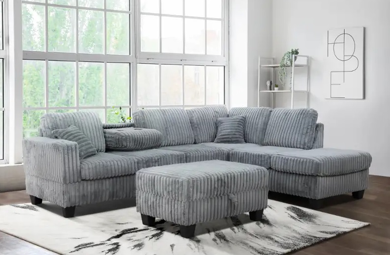 SM Vega Fabric Jumbo Corduroy L-Shaped Sectional Sofa