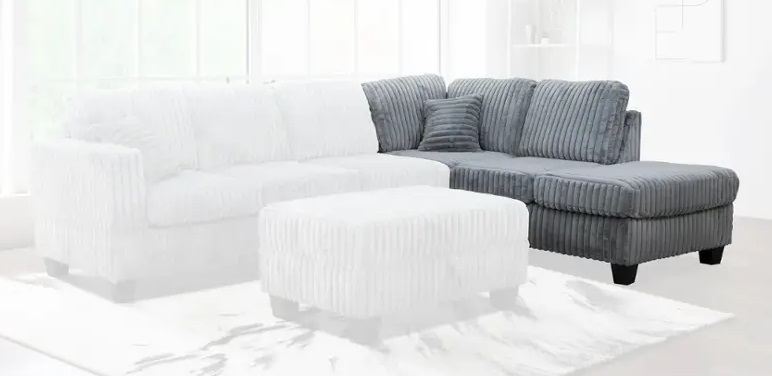 SM Vega Fabric Jumbo Corduroy L-Shaped Sectional Sofa