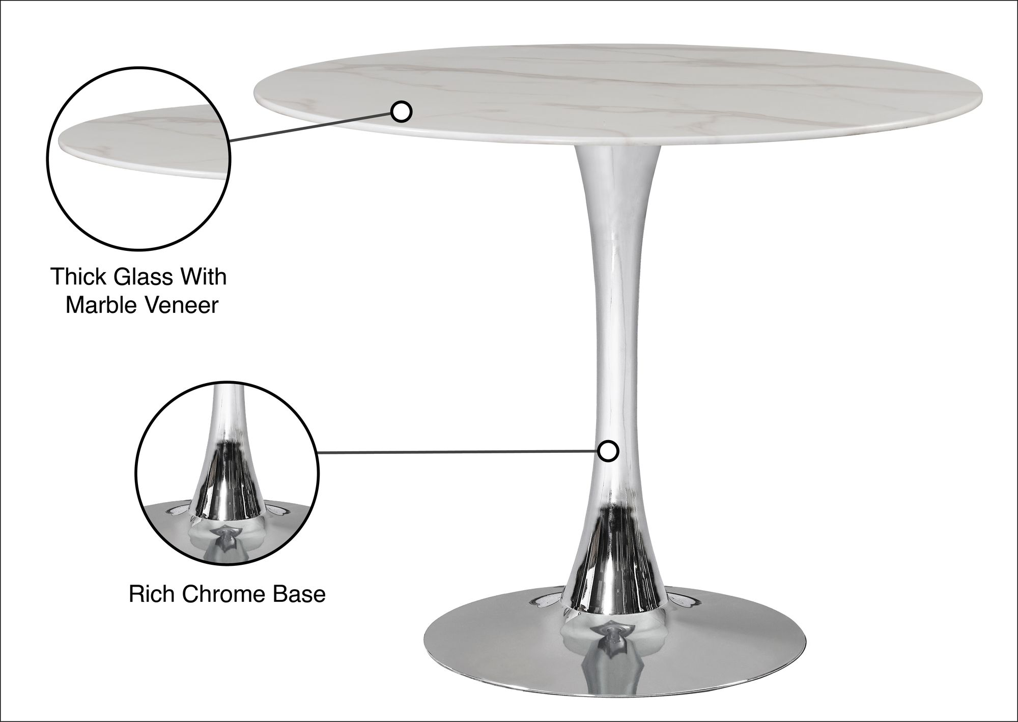 Tulip 36" Round Glass Dining Table