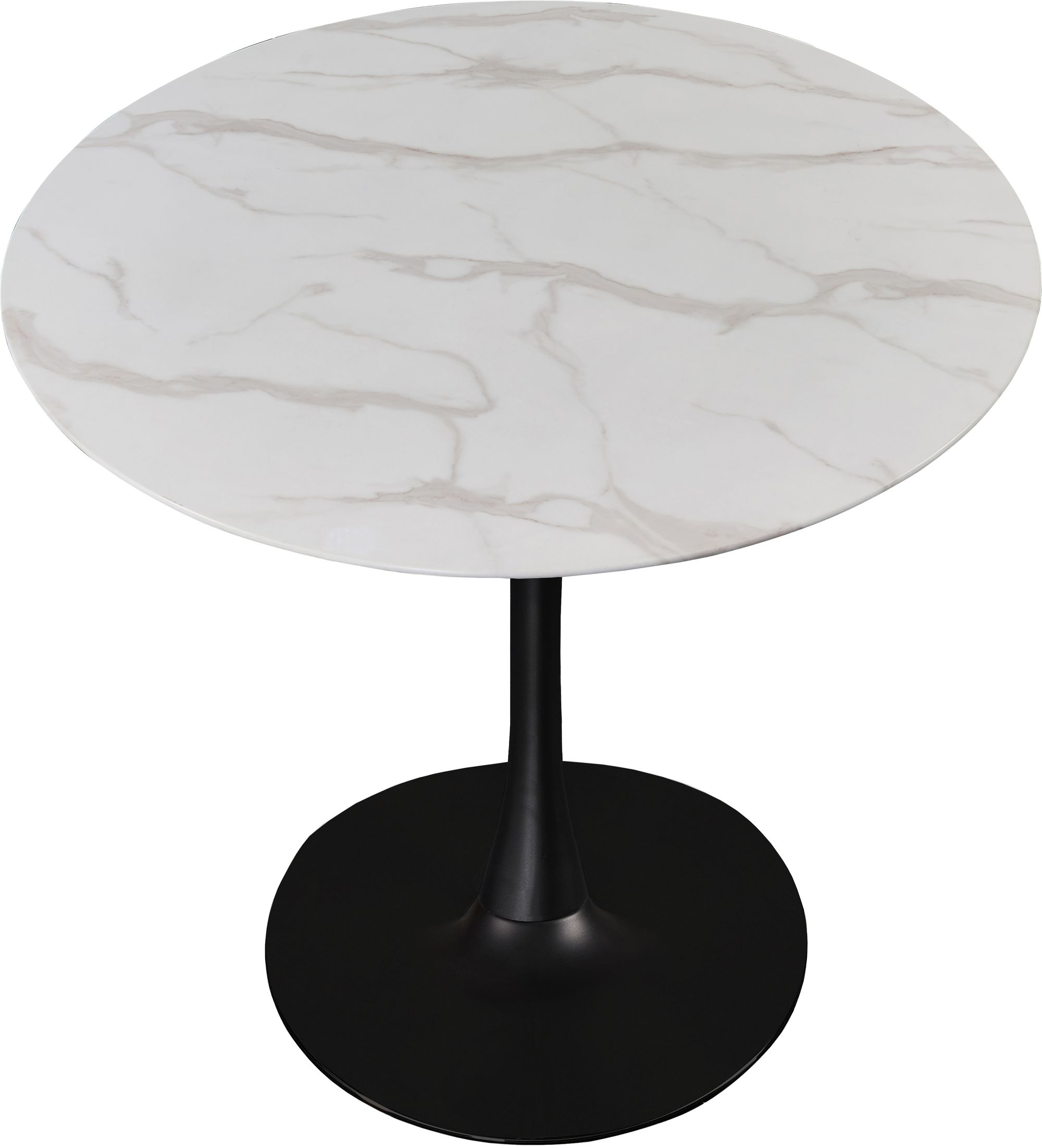 Tulip 36" Round Glass Dining Table with Matte Black Base