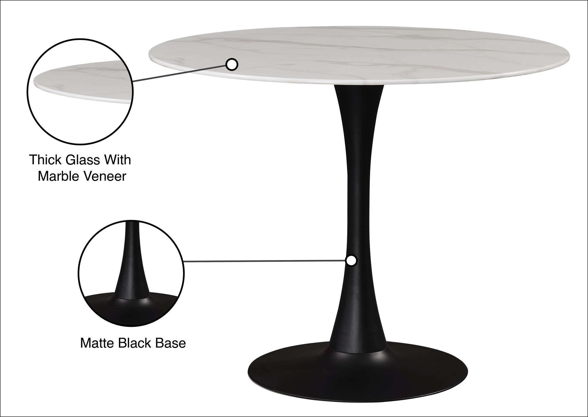 Tulip 36" Round Glass Dining Table
