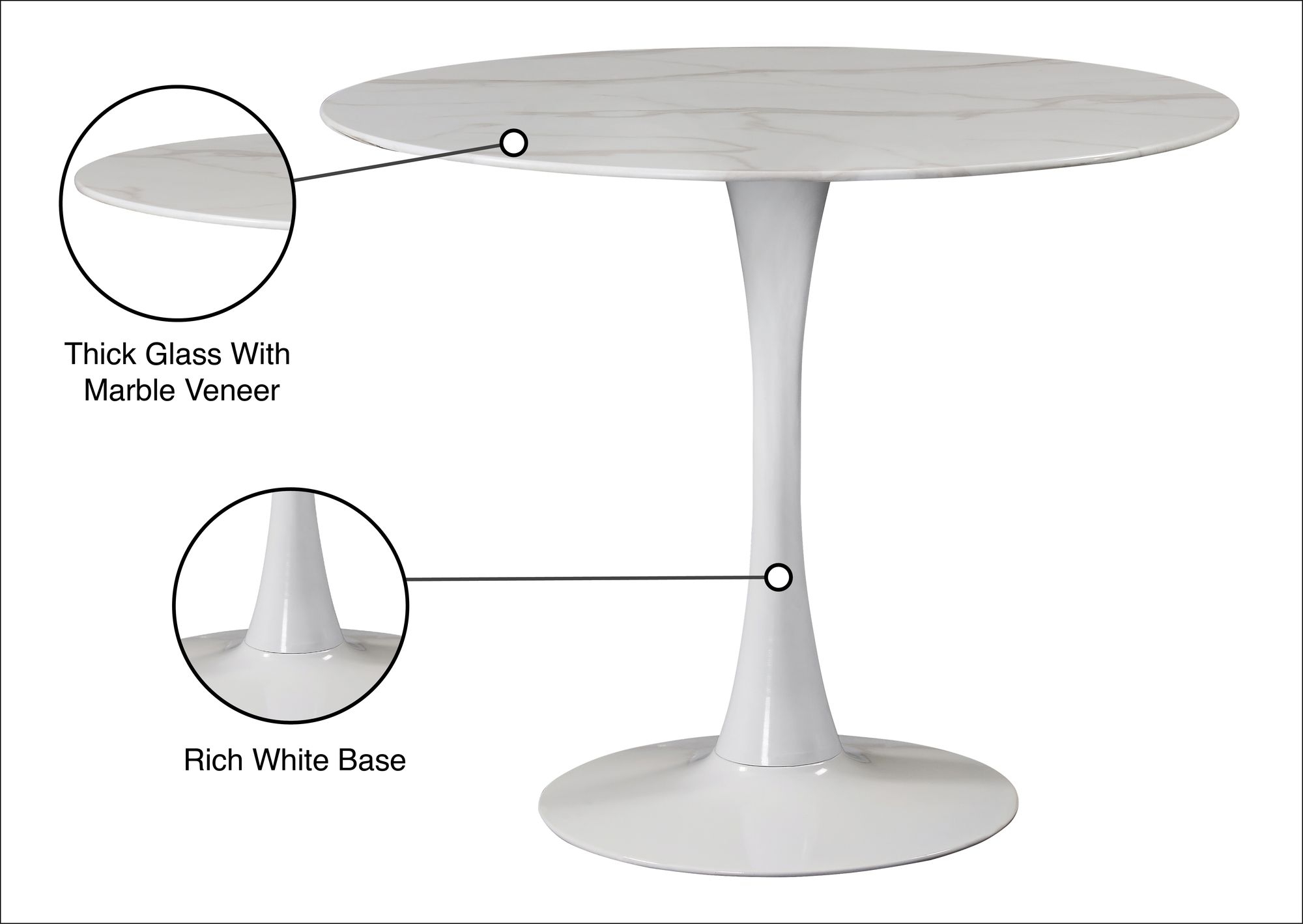 Tulip 36" Round Glass Dining Table