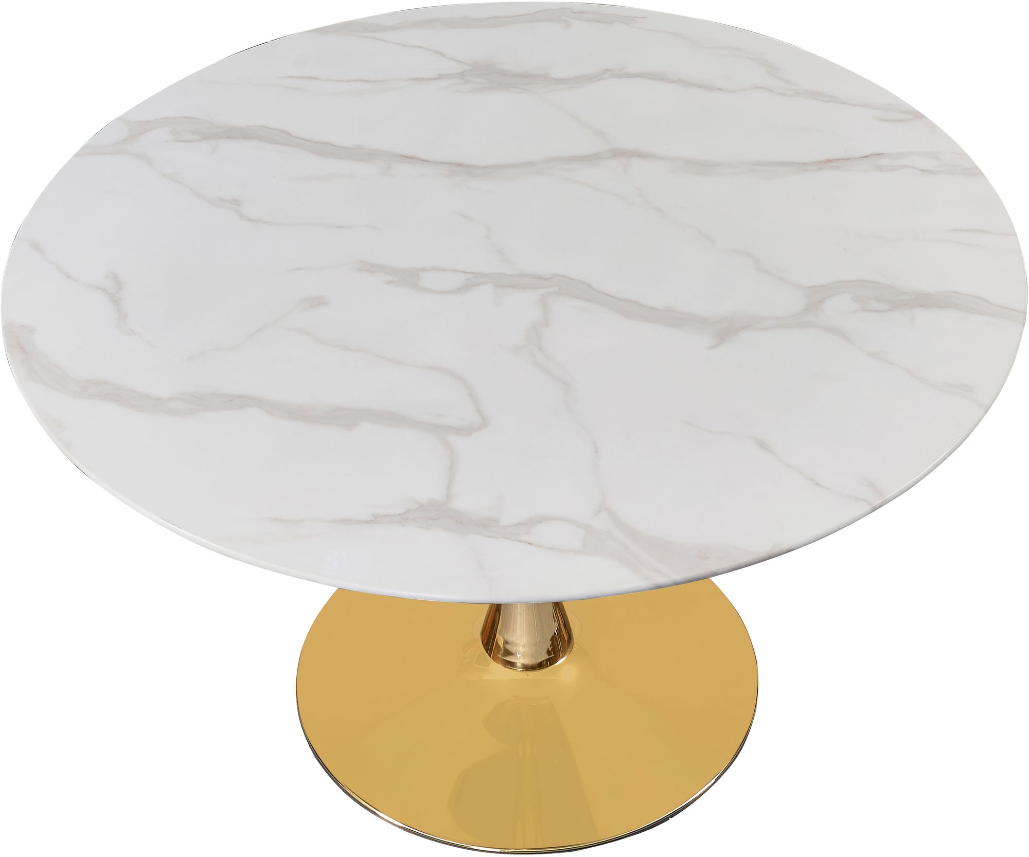 Tulip 48" Round Glass Dining Table with Gold Base