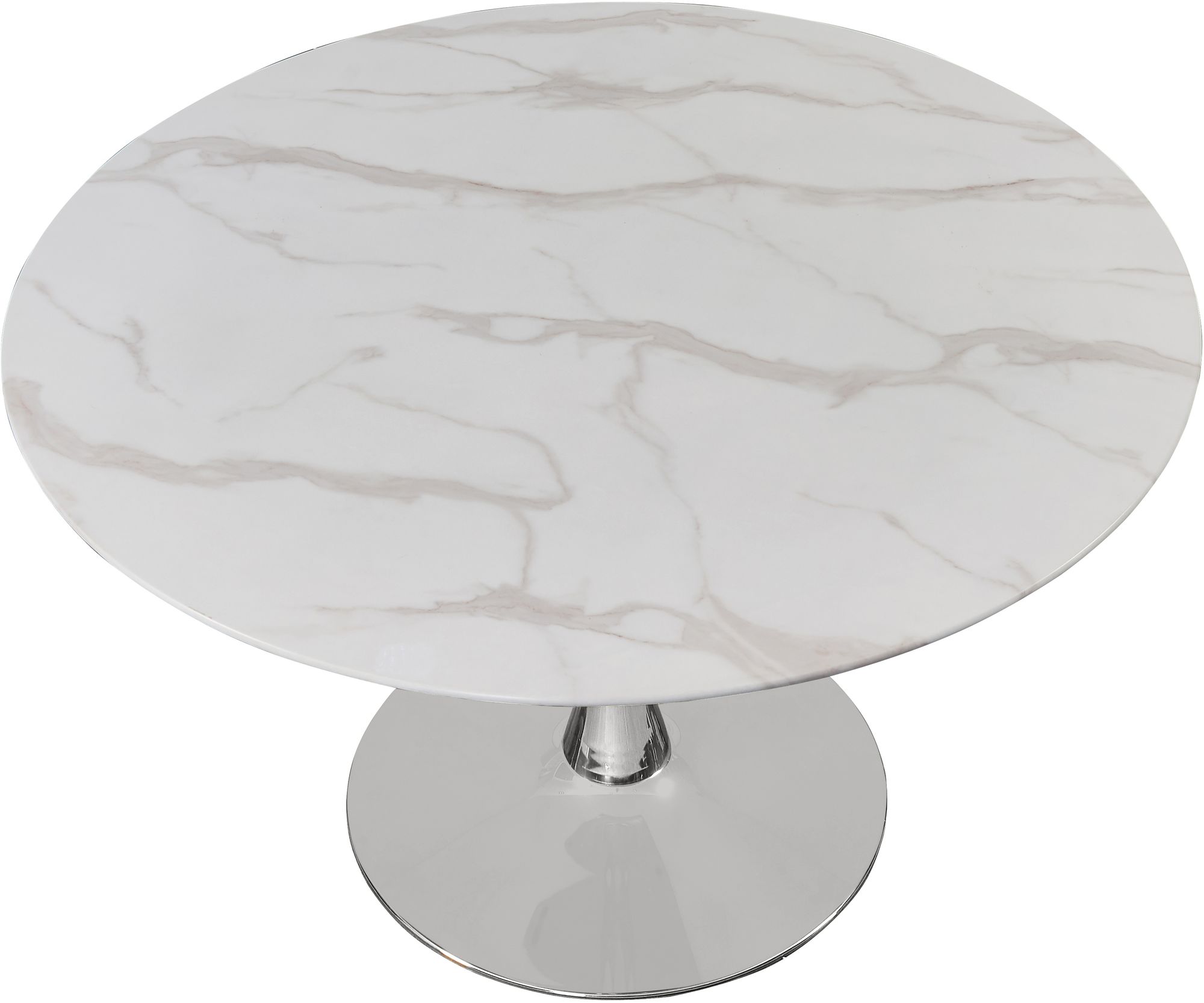 Tulip 48" Round Glass Dining Table with Chrome Base