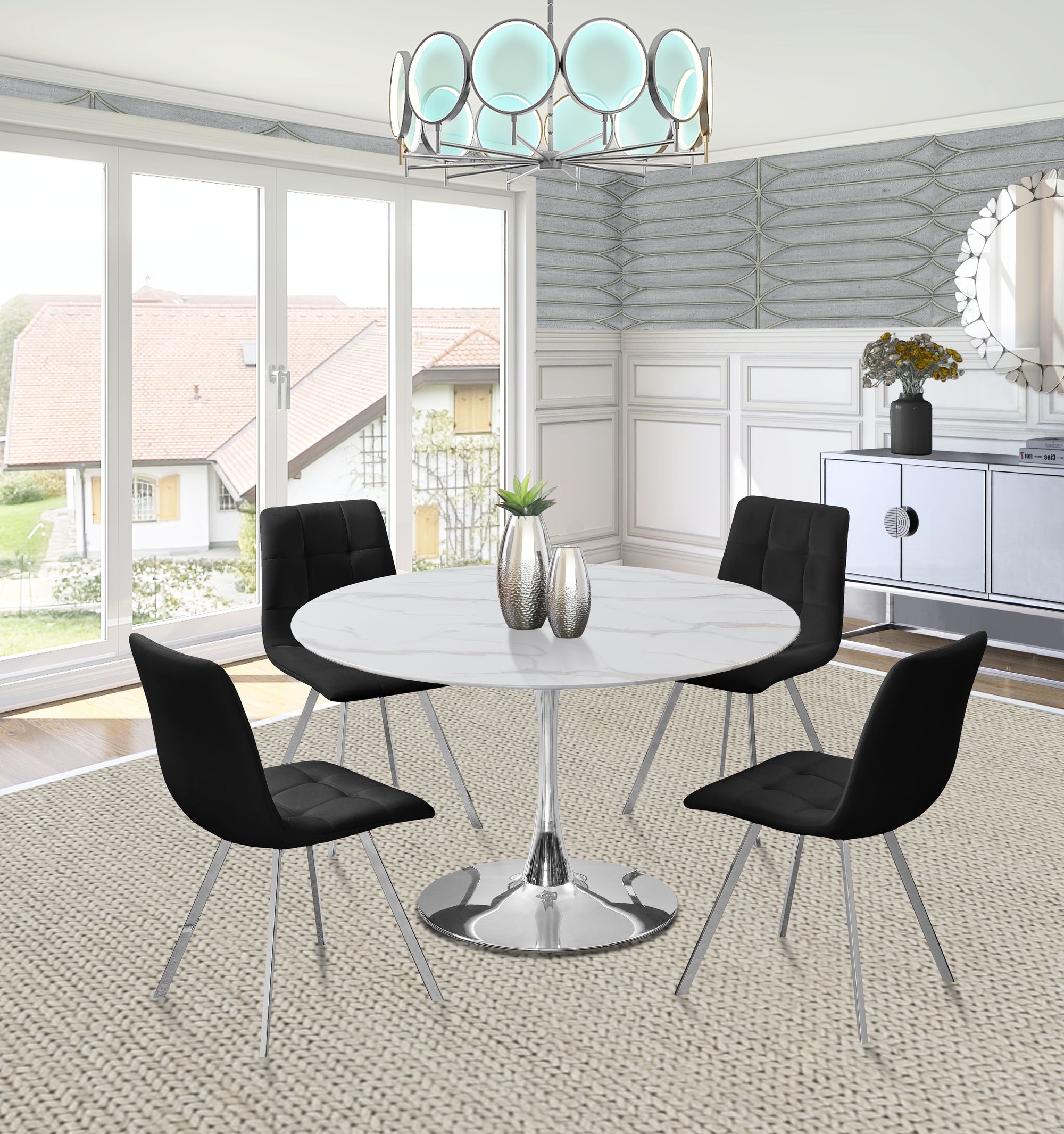 Tulip 48" Round Glass Dining Table