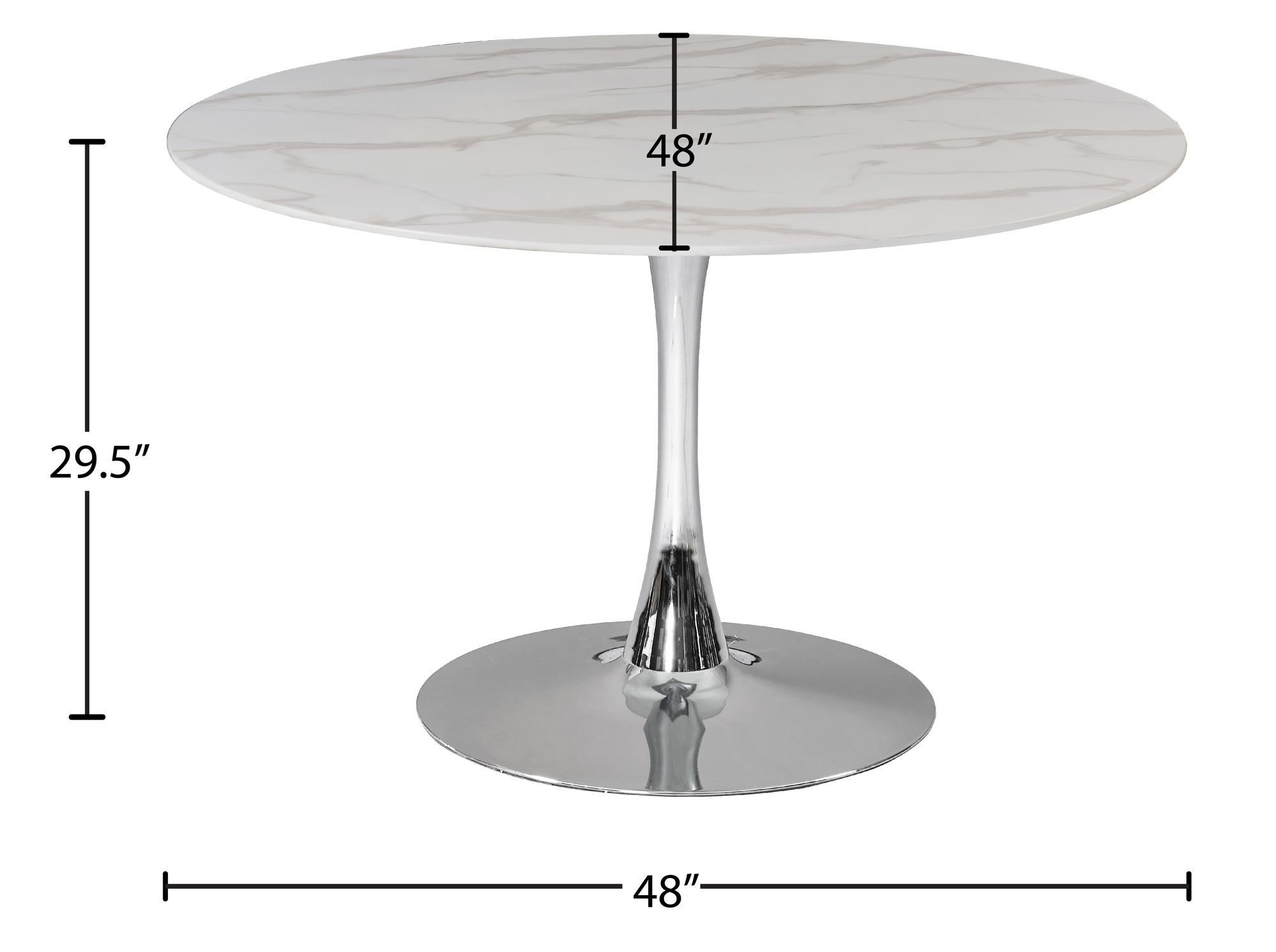 Tulip 48" Round Glass Dining Table with Chrome Base