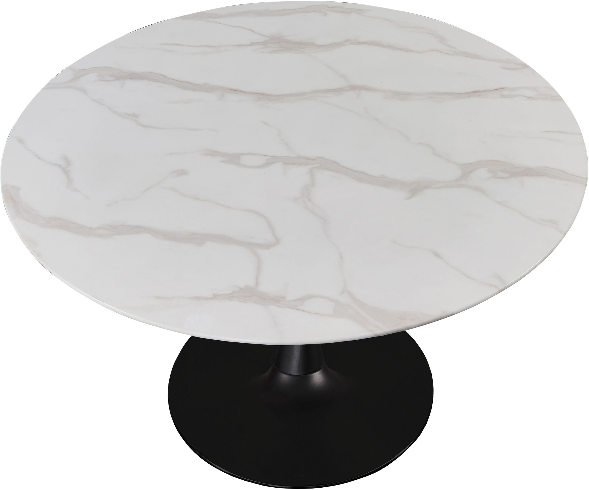 Tulip 48" Round Glass Dining Table with Matte Black Base