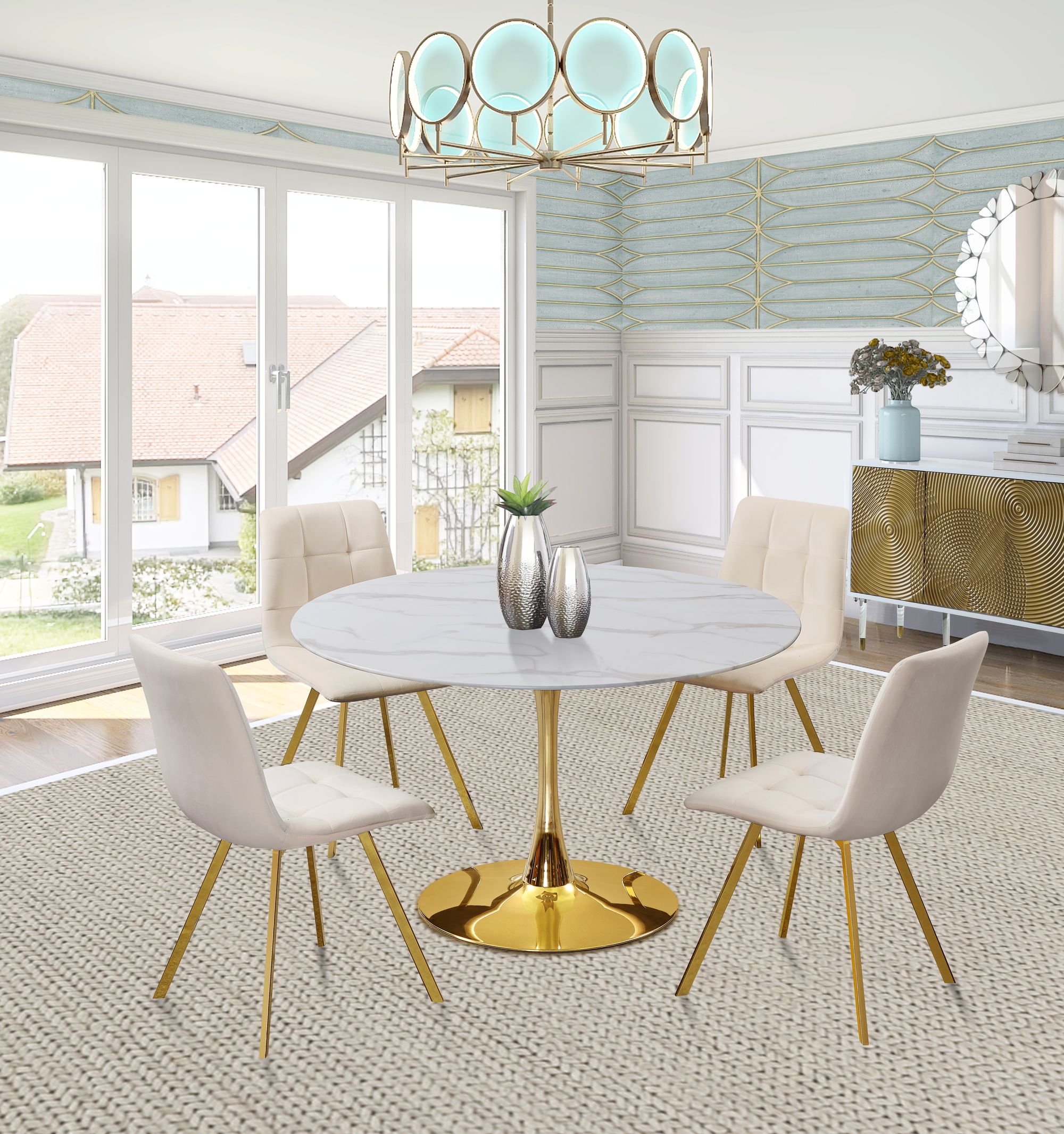 Annie Velvet Dining Chair with Gold Legs