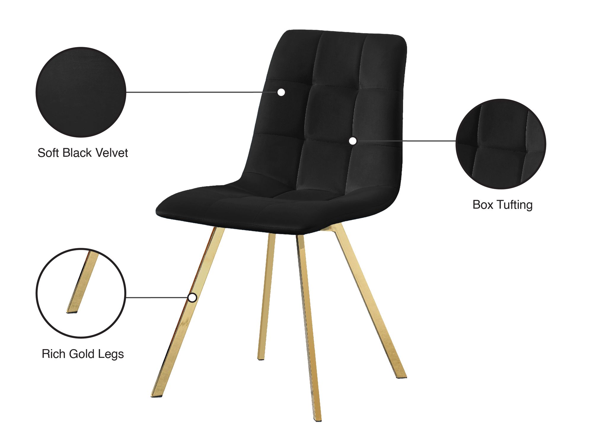 Annie Velvet Dining Chair with Gold Legs