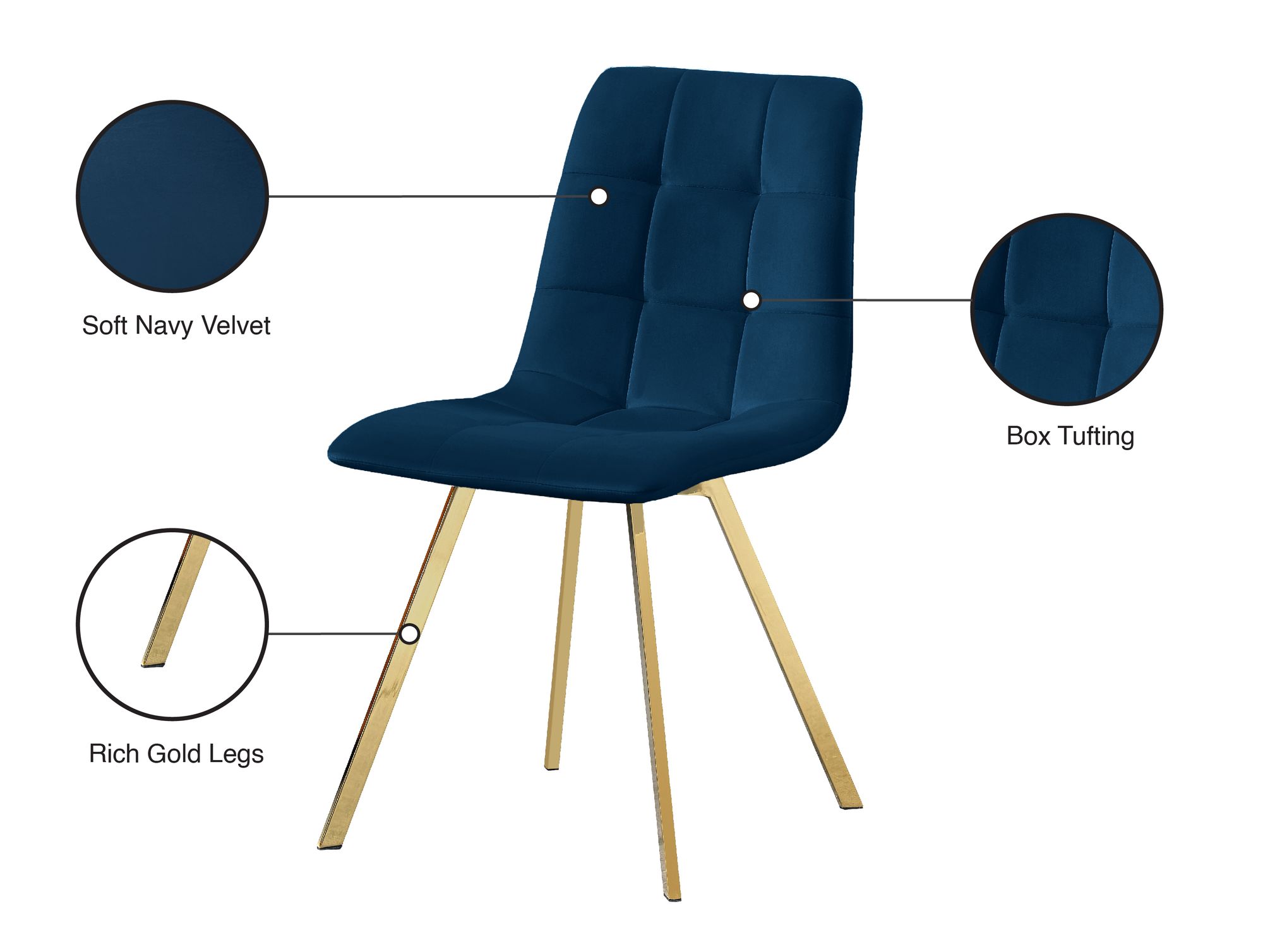 Annie Velvet Dining Chair with Gold Legs