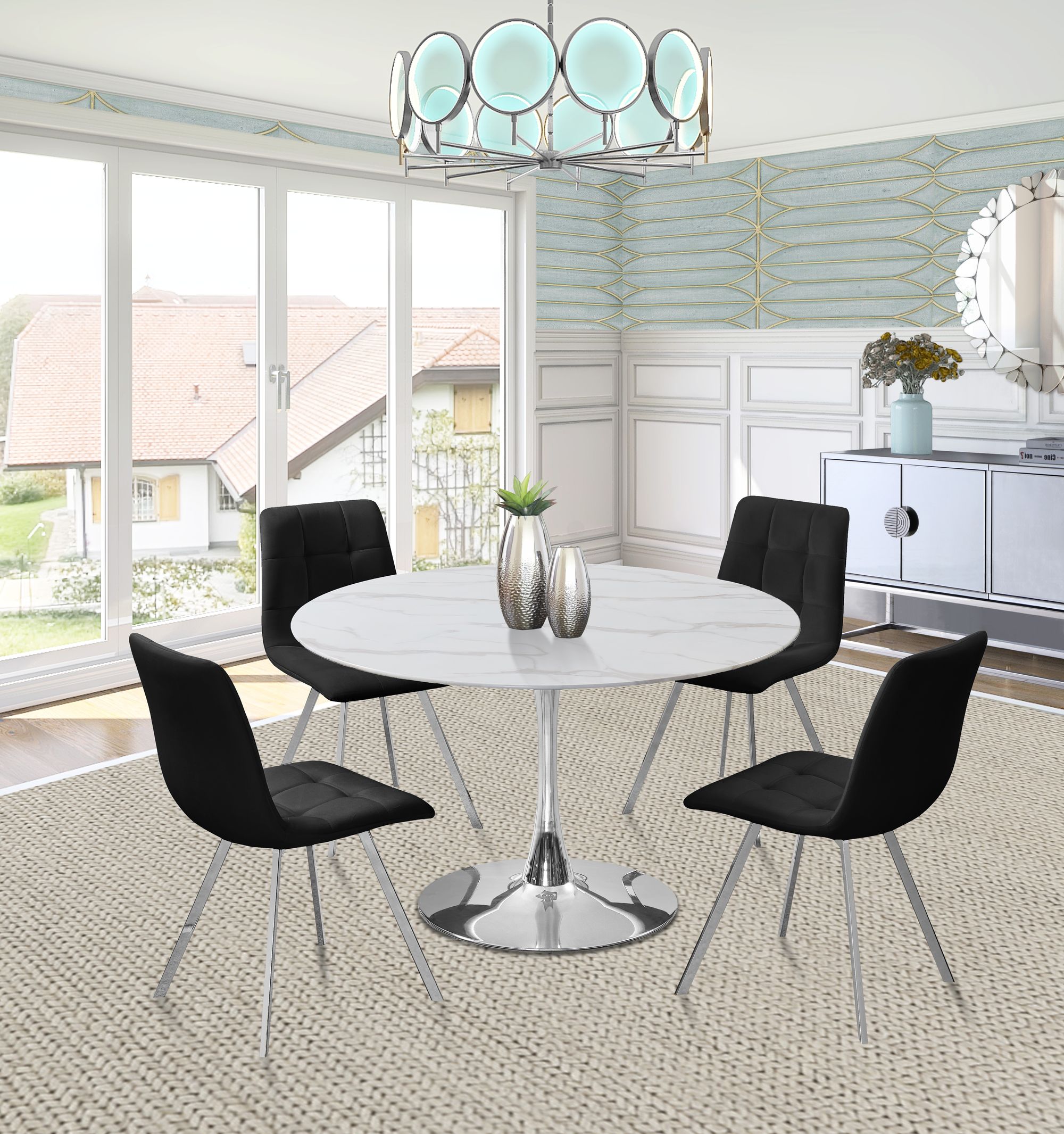 Annie Velvet Dining Chair with Chrome Legs
