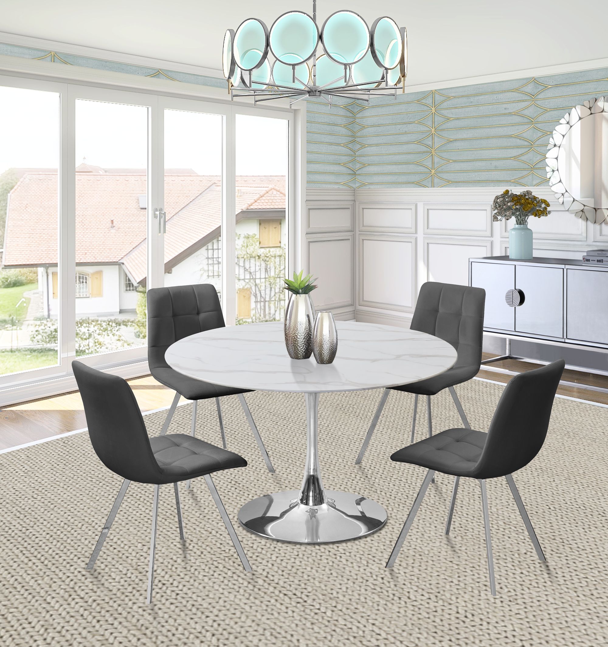 Annie Velvet Dining Chair with Chrome Legs