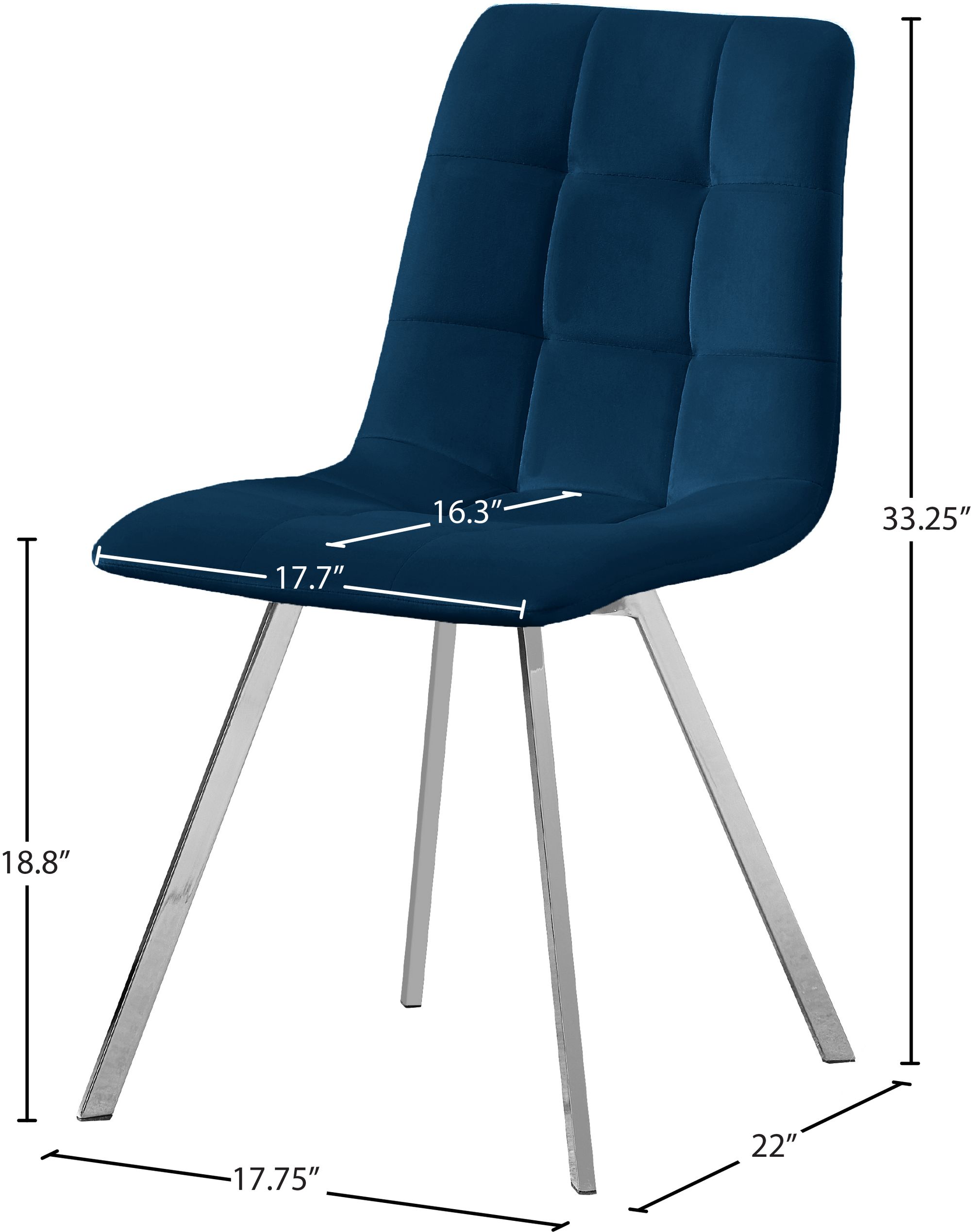Annie Velvet Dining Chair with Chrome Legs