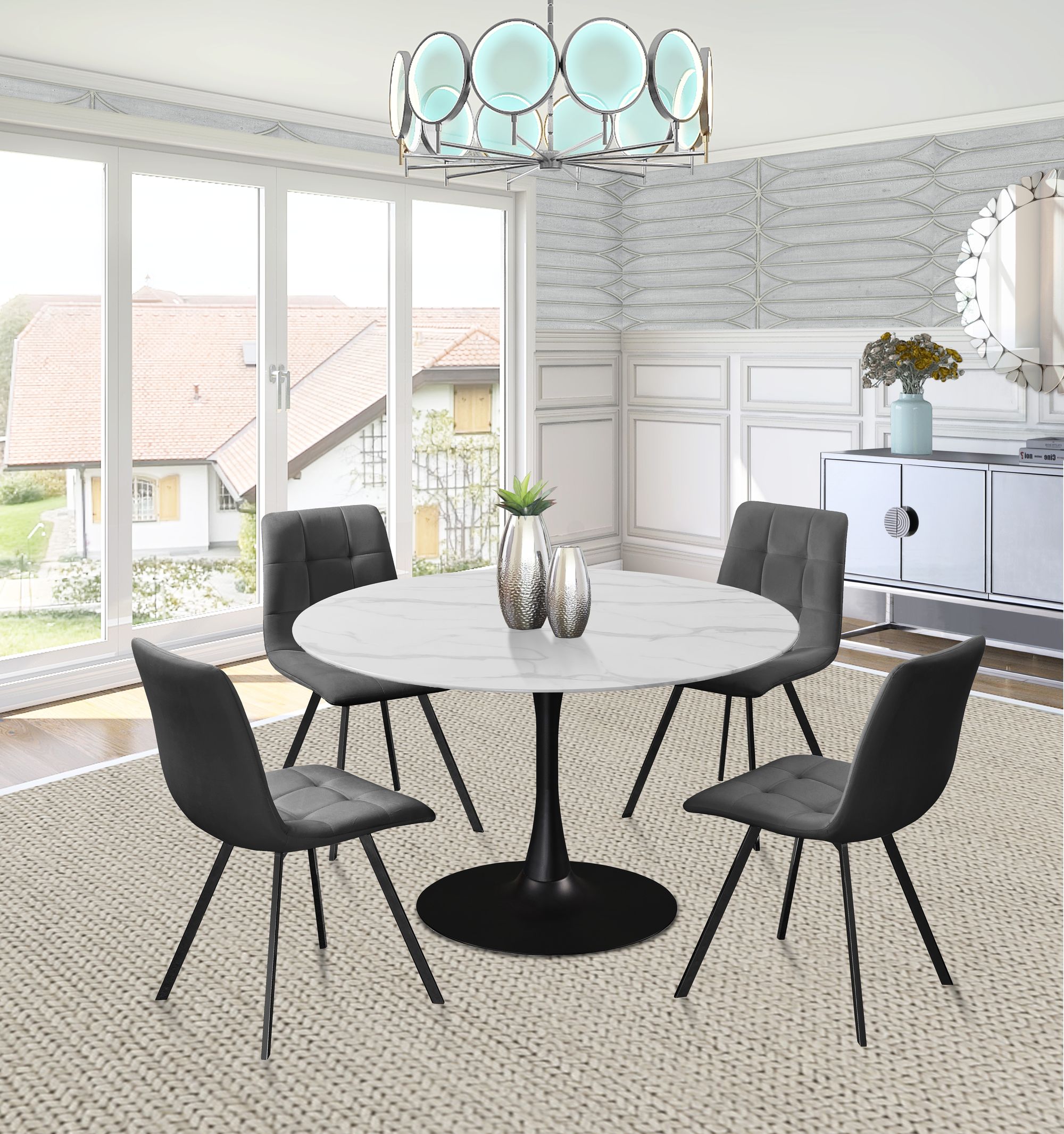 Annie Velvet Dining Chair with Matte Black
