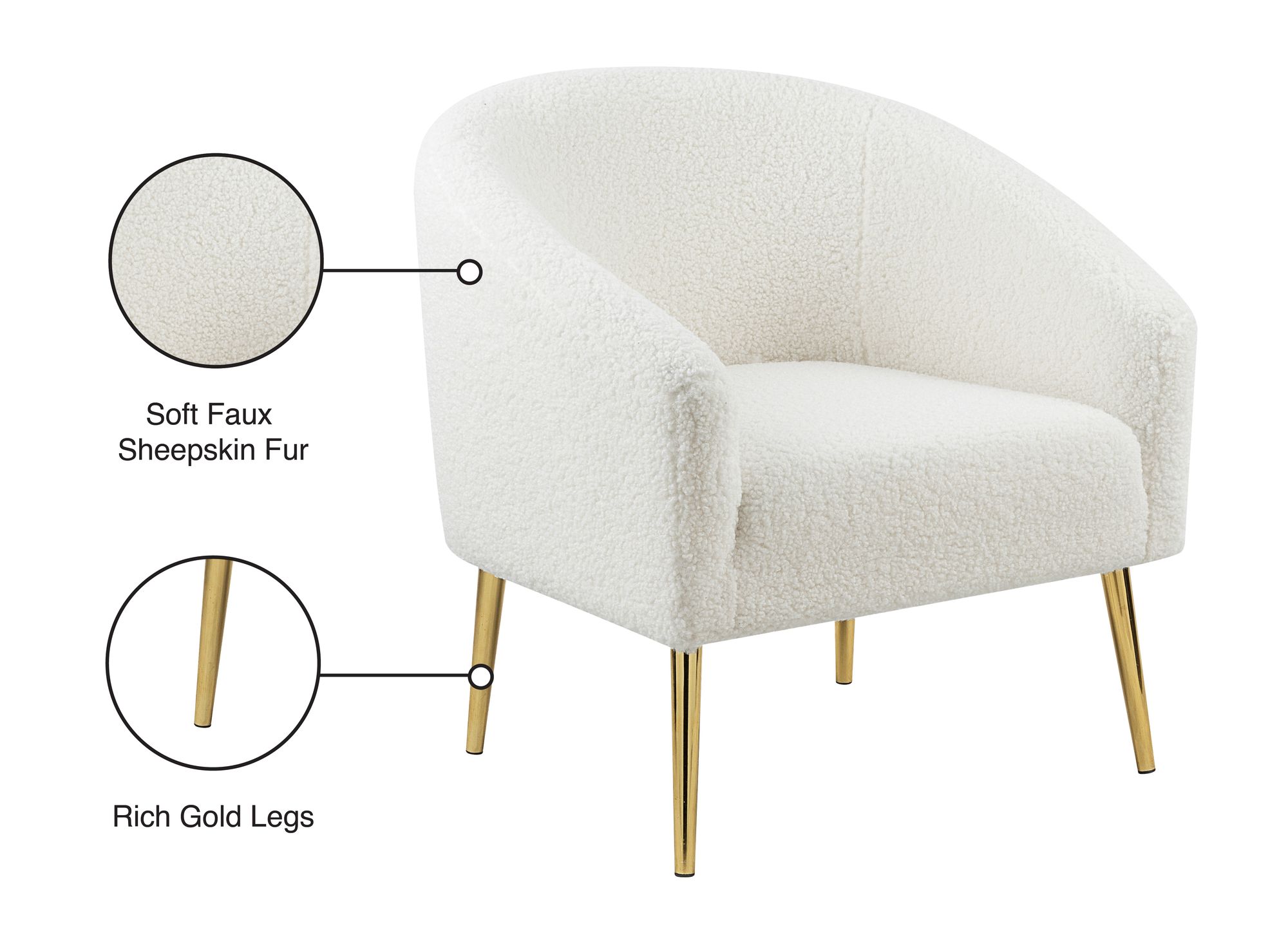 Barlow Faux Fur Chair with Gold Legs
