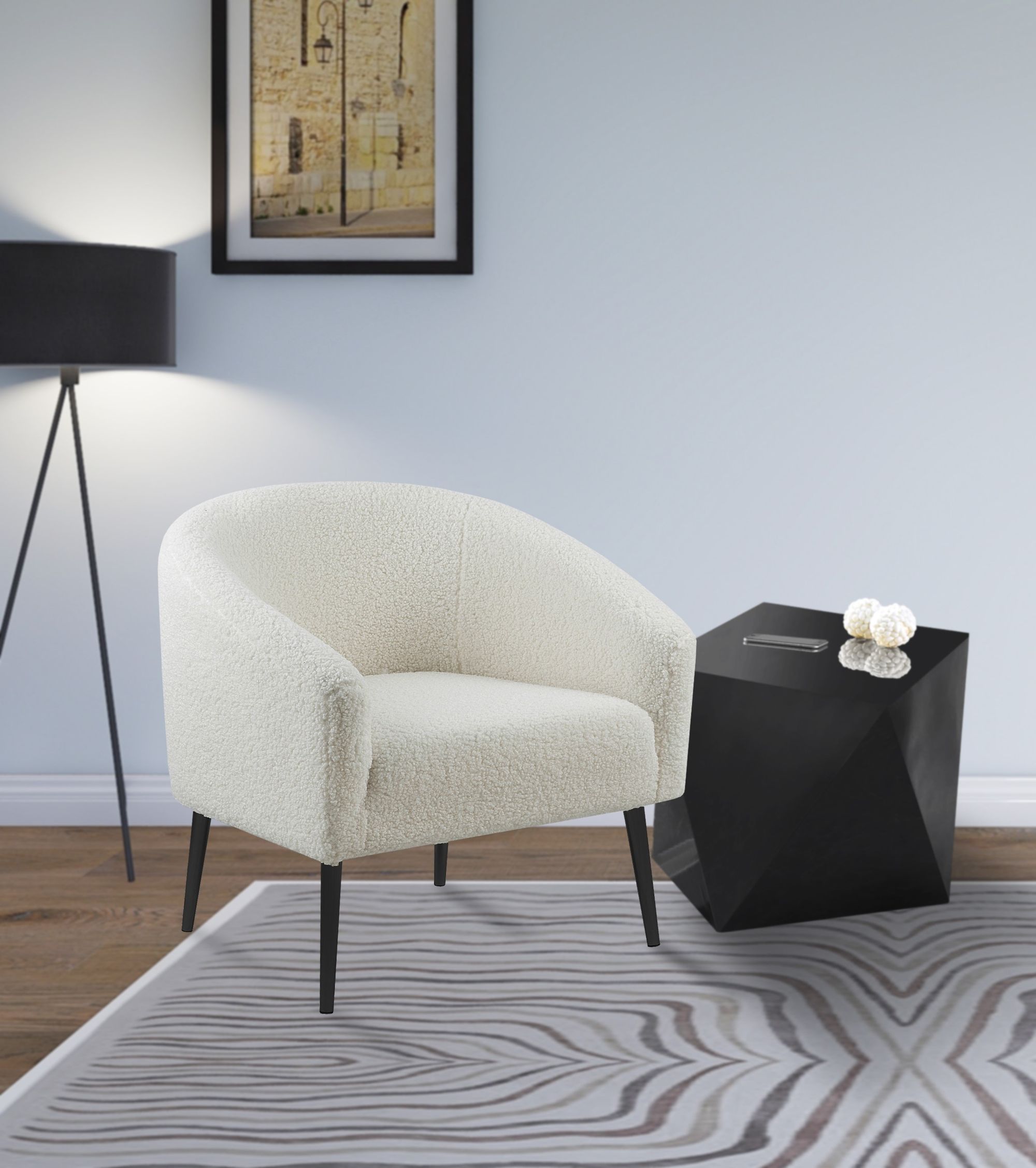 Barlow Faux Fur Chair with Matte Black Legs