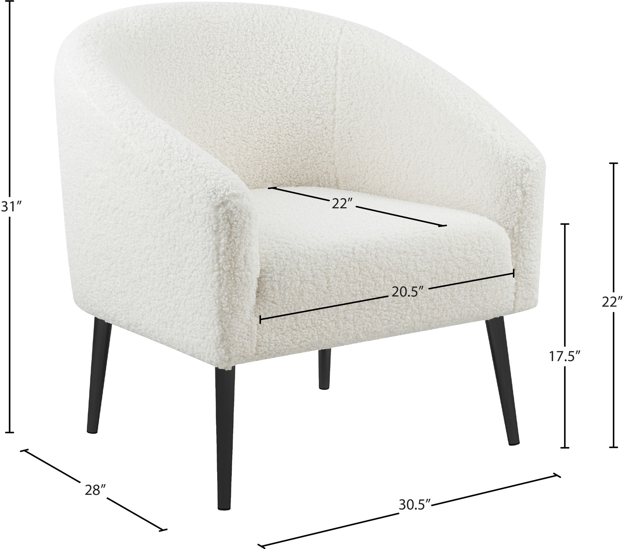 Barlow Faux Fur Chair with Matte Black Legs