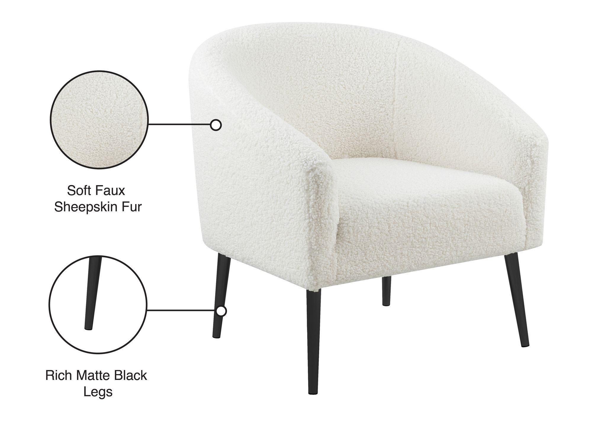Barlow Faux Fur Chair with Matte Black Legs