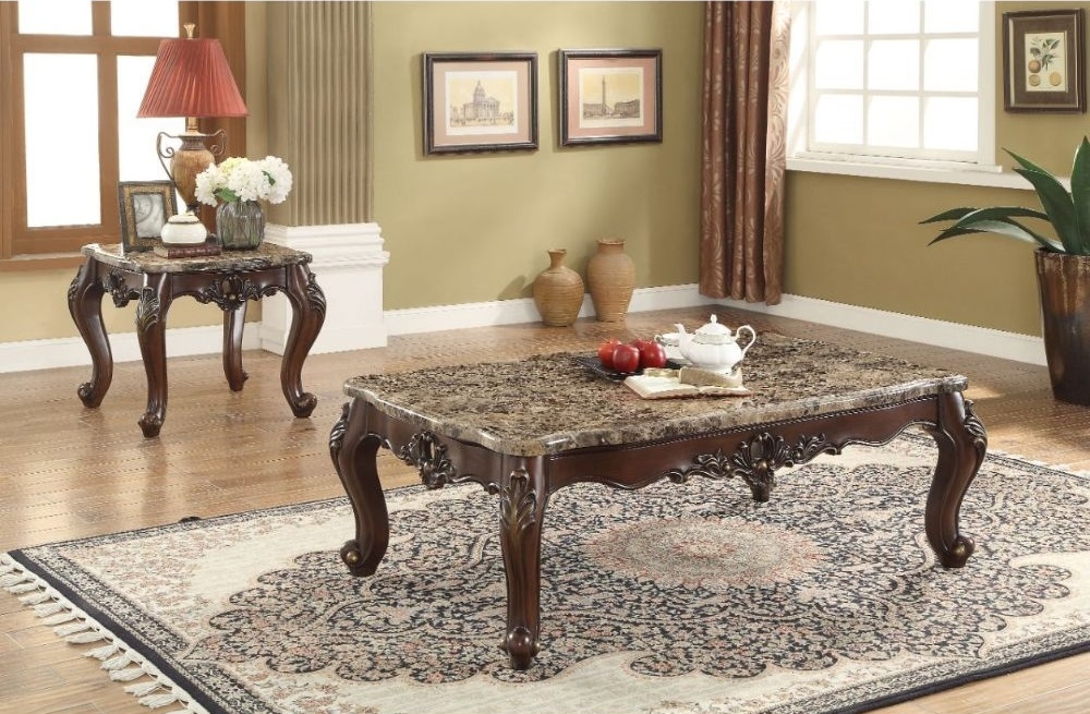 Devayne Marble/Wood Coffee Table