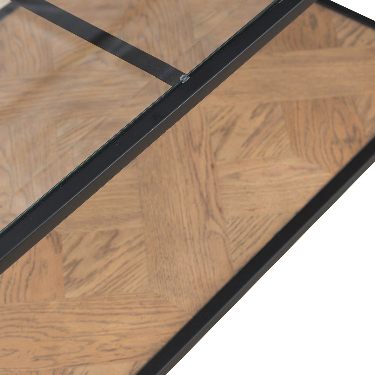 Bedford 3-Piece Glass & Wood Cocktail Table Set | Weathered Oak