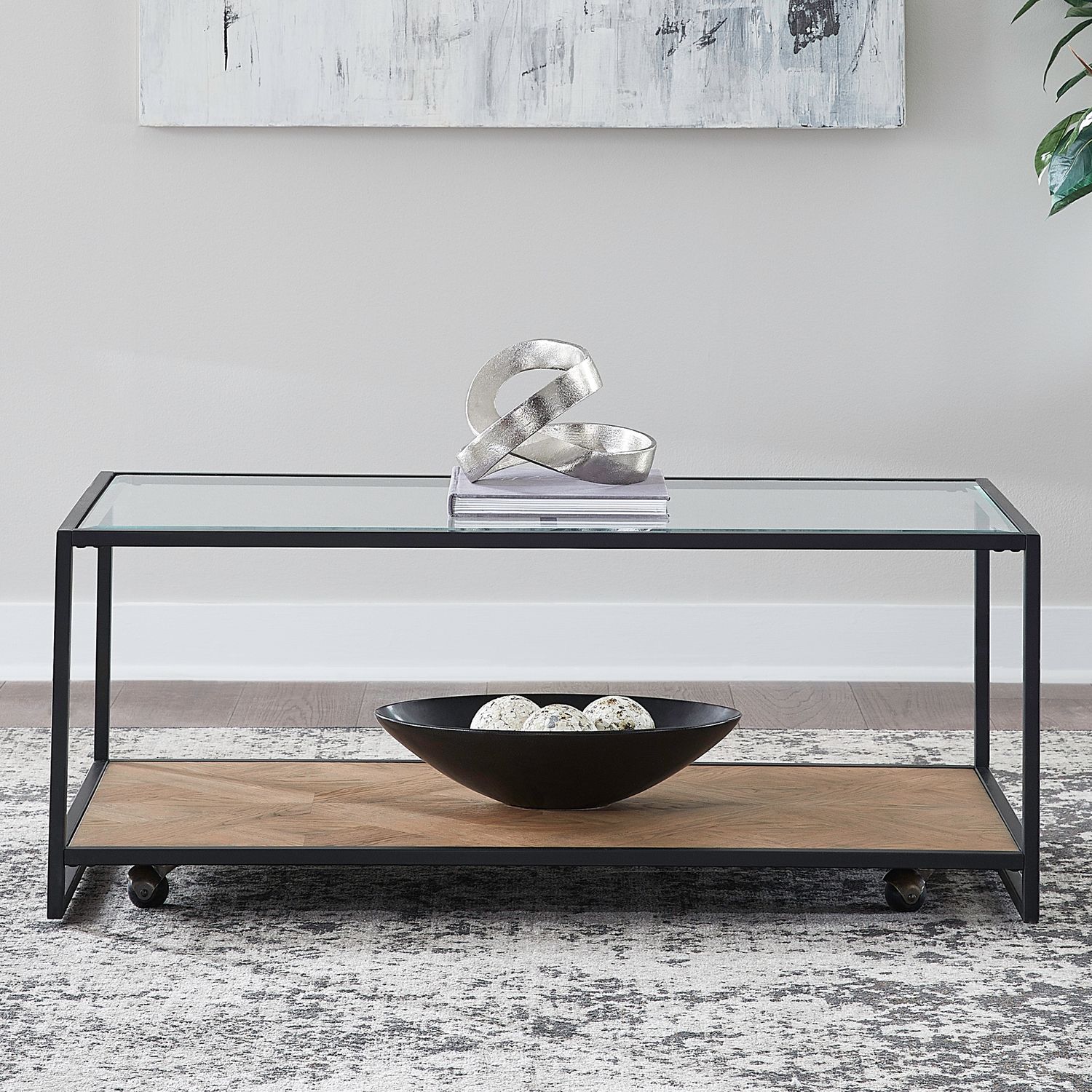 Bedford Rectangular Glass/Metal/MDF Cocktail Table