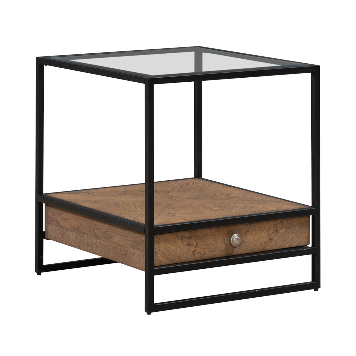 Bedford 3-Piece Glass & Wood Cocktail Table Set | Weathered Oak