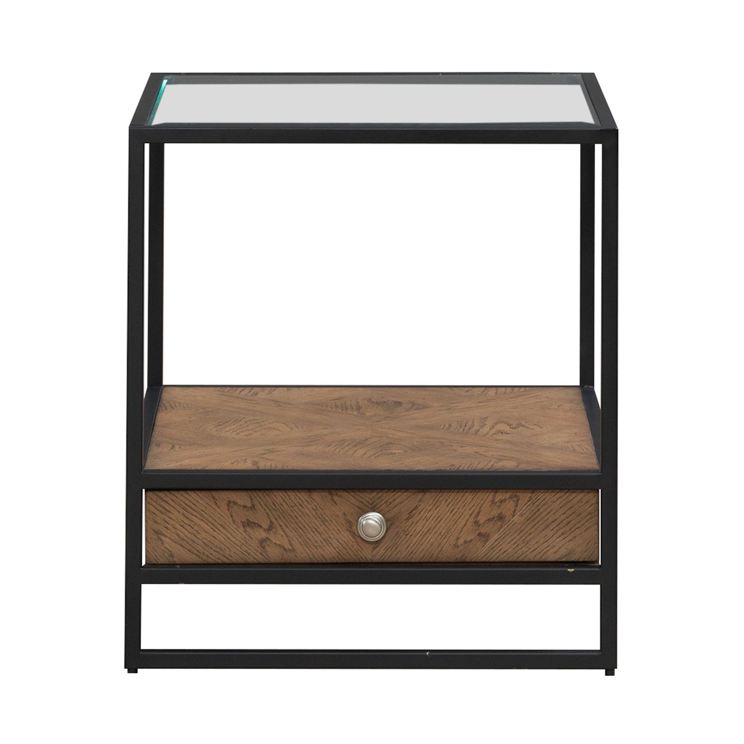 Bedford Rectangular Glass/Metal/MDF 1-Drawer End Table