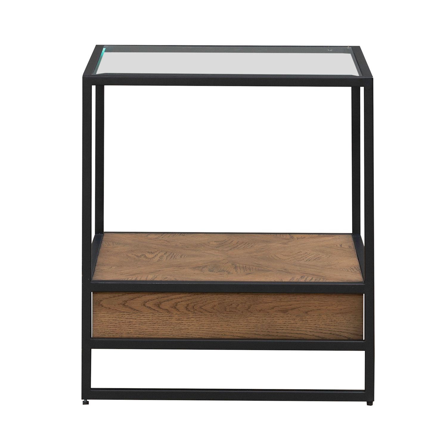 Bedford Rectangular Glass/Metal/MDF 1-Drawer End Table
