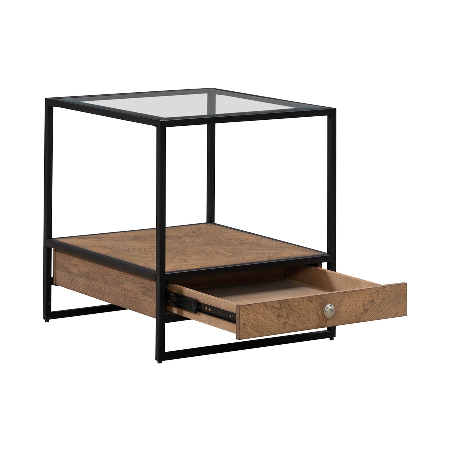 Bedford 3-Piece Glass & Wood Cocktail Table Set | Weathered Oak