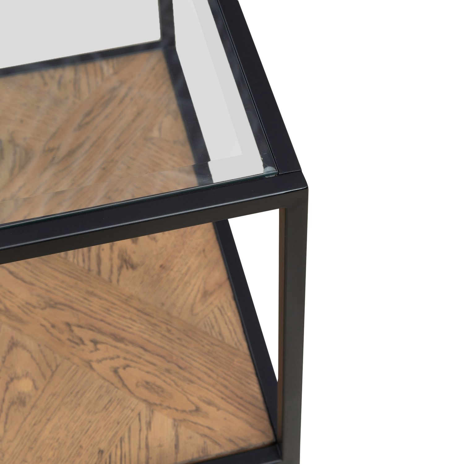 Bedford 3-Piece Glass & Wood Cocktail Table Set | Weathered Oak