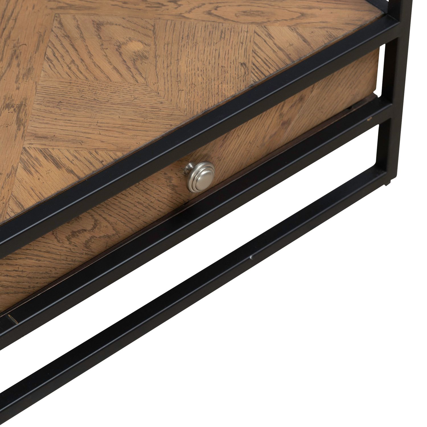 Bedford 3-Piece Glass & Wood Cocktail Table Set | Weathered Oak