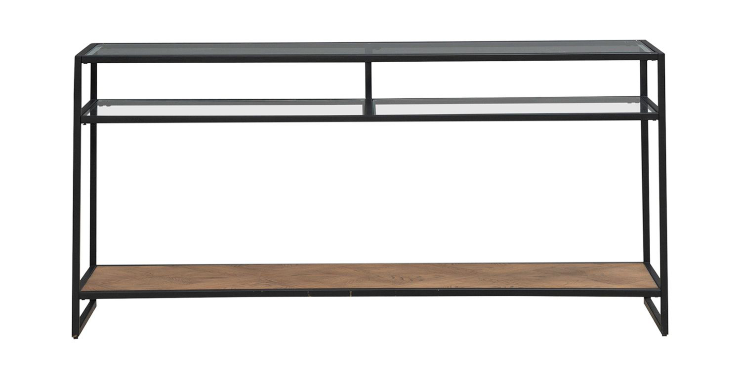 Bedford 3-Piece Glass & Wood Cocktail Table Set | Weathered Oak