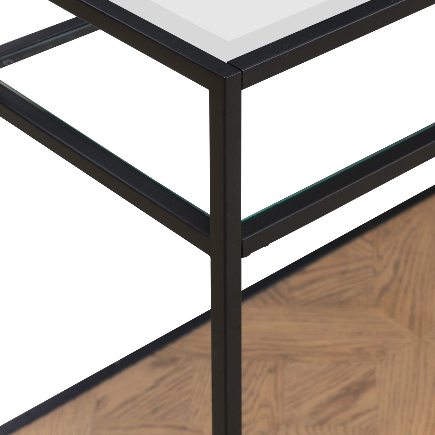 Bedford 3-Piece Glass & Wood Cocktail Table Set | Weathered Oak