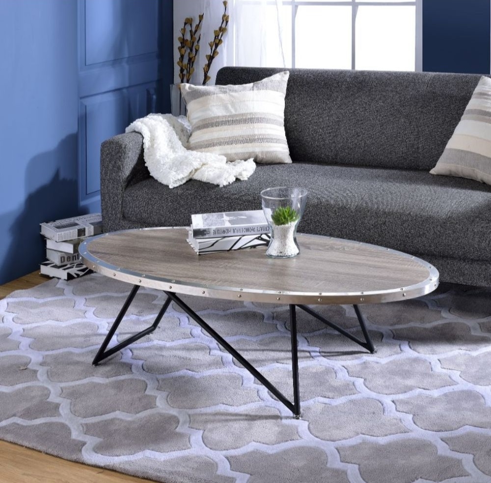 Allis Oval Wood/Metal Coffee Table