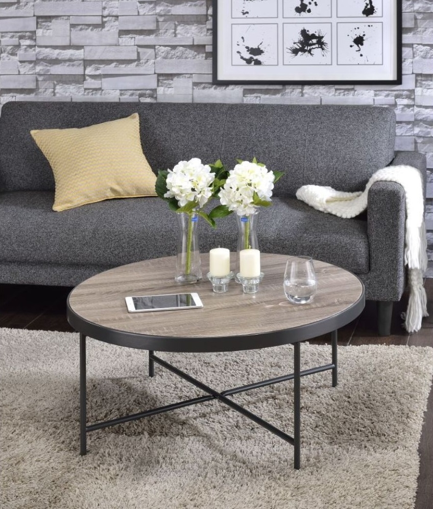 Bage Wood/Metal Round Coffee Table