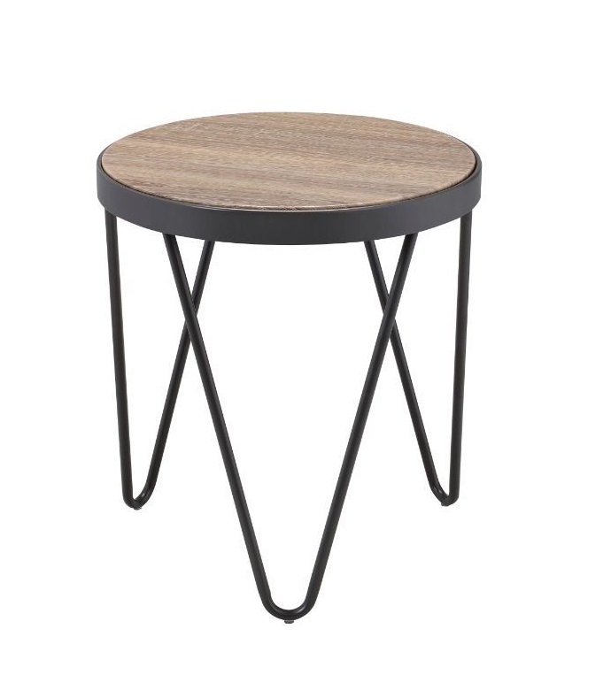Bage Wood/Metal Round End Table