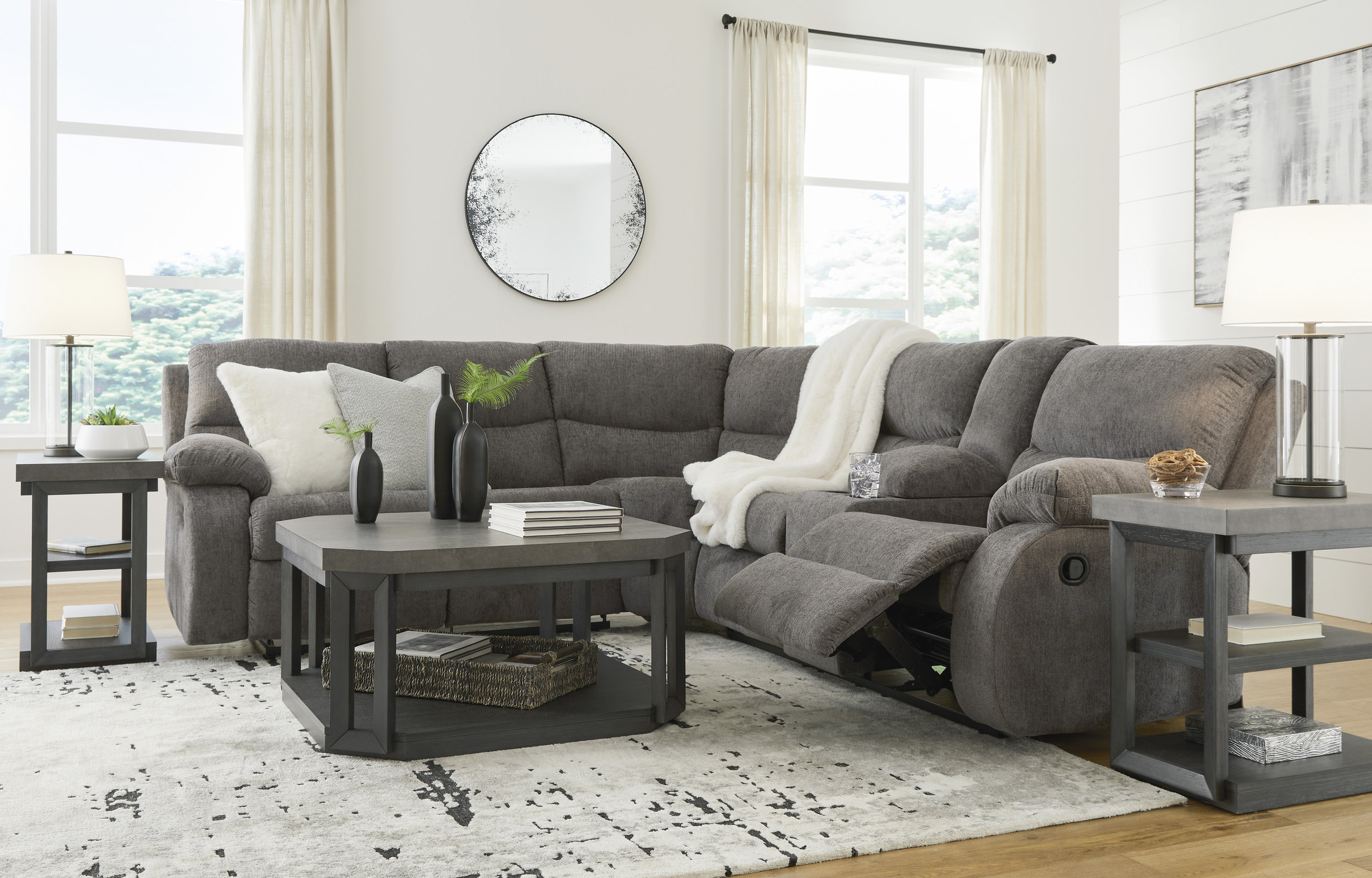 Museum Fabric 2-Piece Reclining Sectional